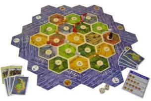 Settlers of catan board game board and pieces image